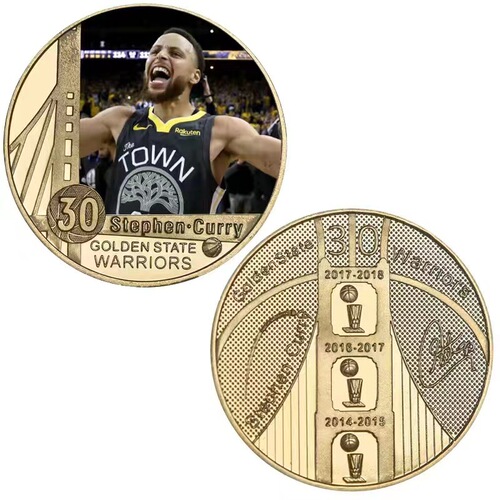 NBA star Curry commemorative coin gold coin gold-plated die-cast badge collection medal commemorative coin gift