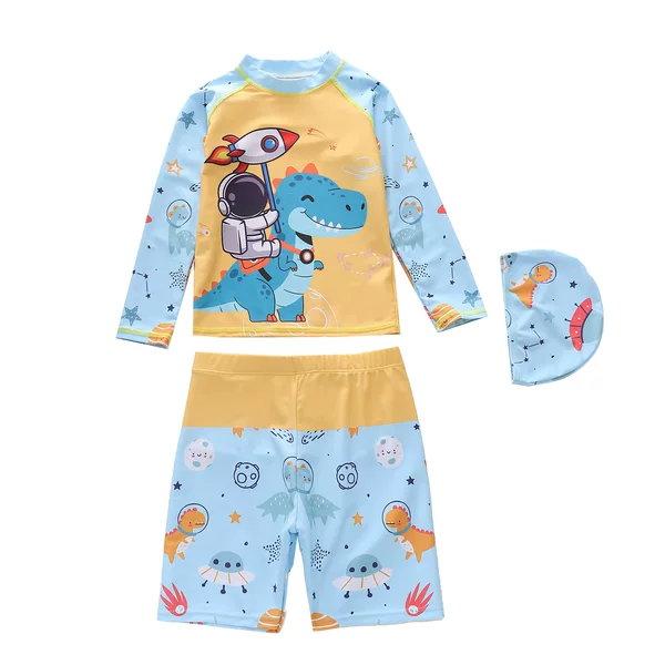 2026 Men's Long-Sleeved Swimwear with Shorts, Small, Medium, and Large Children's Swimwear, Boys' Uv Protection Swimwear 2026