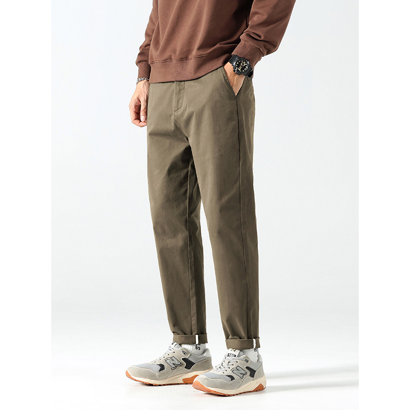 Mingge | Japanese Simple Fashion Brand Workwear Casual Pants Men's Solid Color Fashion Basic Joker Micro Cone Pants Men