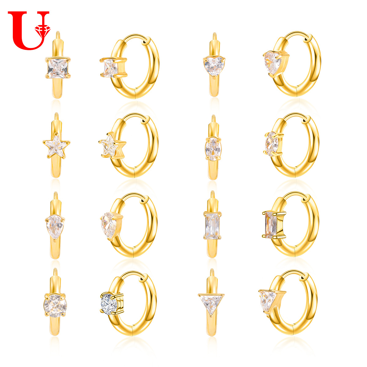 Stainless steel titanium steel earrings, ins-style design, 5A zircon earrings for women, summer high-end earrings, wholesale