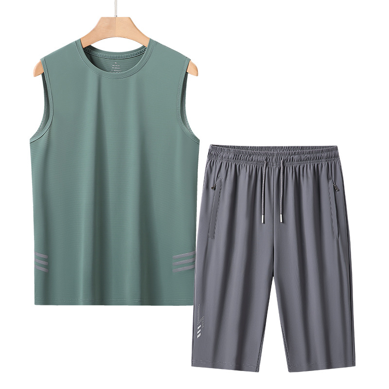 L - 8X verano chaleco de malla de hielo para hombre delgado camiseta de secado rápido para aumentar la camiseta deportiva pantalones cortos para hombres