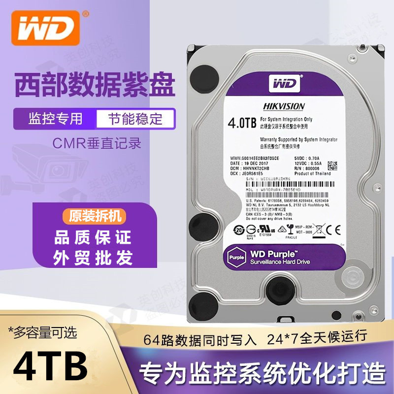 WD West 4TB Mechanical Hard Disk Monitoring Video Storage Hard Disk 8t Monitoring Video Recorder Special Purple Disk 1T2T6T