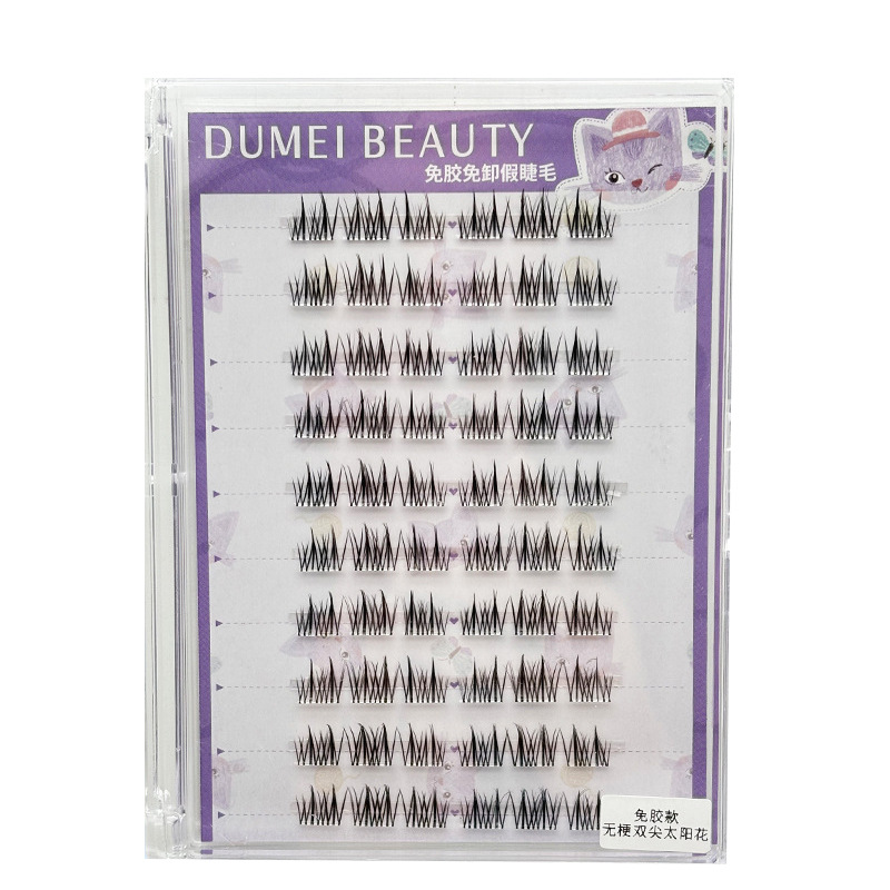 Un agente de cabello sin pegamento perezoso de doble punta flores de sol falsas pestañas femeninas sobrenaturales grupo de mujeres coreanas pestañas densas