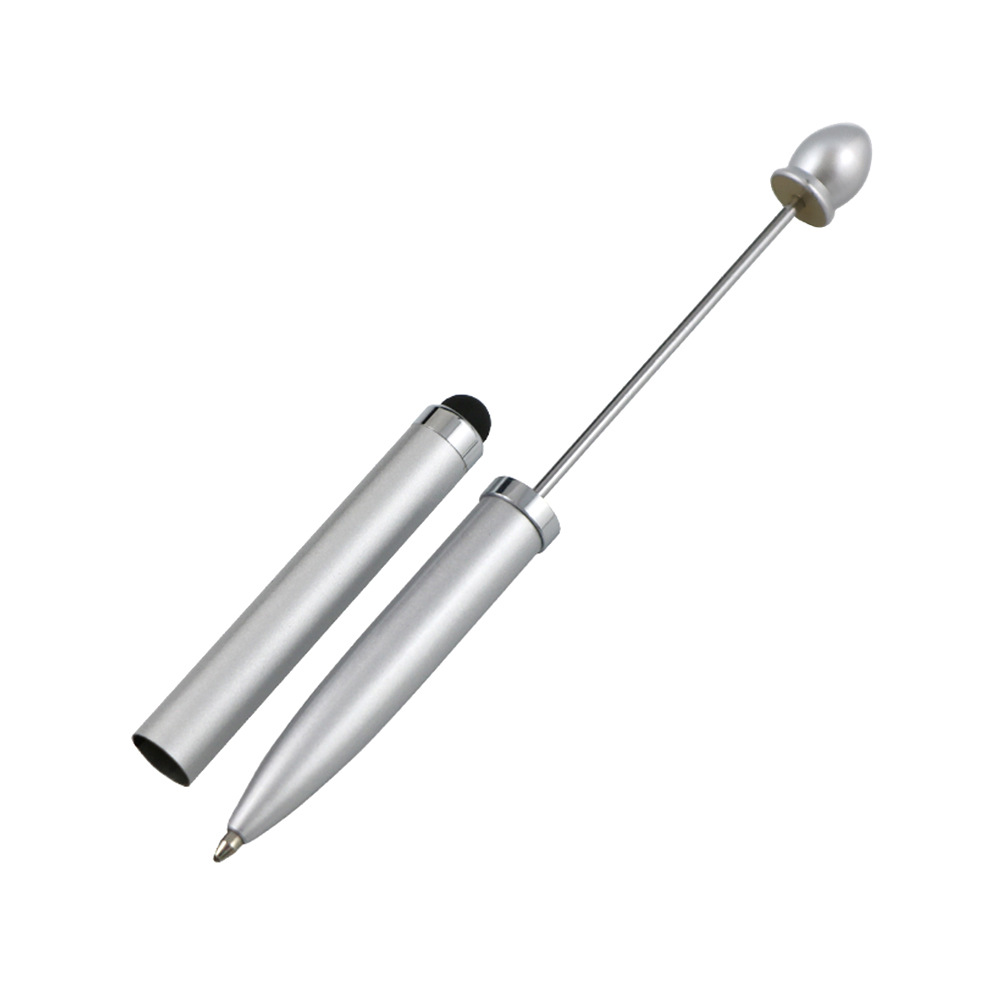 Pluma de pantalla táctil de metal al por mayor bricolaje bolígrafo de cuentas hecho a mano bolígrafo capacitor tres en uno beadable pen