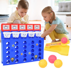 Desktop spring-launching toy for two people, fun four-in-a-row ball basketball shooting competition finger projection