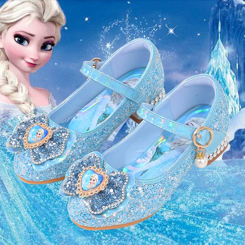 2024 новые весенне-осенние туфли принцессы Aisha, однослойные туфли для девочек, замороженные детские туфли, кожаные туфли на высоком каблуке для детского сада