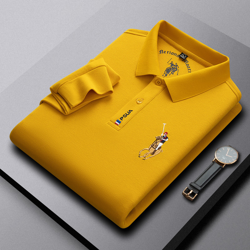 High-End Collared Embroidered T-Shirt Paul Official Pure Cotton Long-Sleeved Polo Shirt for Middle-Aged Dad Spring Trendyy T-Shirt