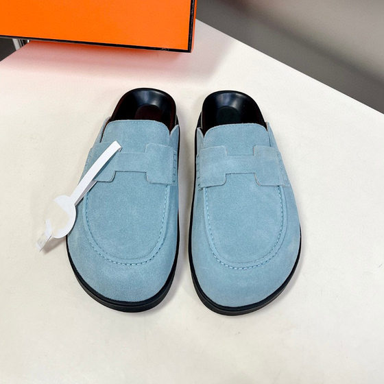 Gao Ding ZOE Baotou Half-Slip Flat Bread Shoes Outer Wear Lazy Slippers Women's Thick-Sole Genuine Leather All-Match Heel-Free Shoes