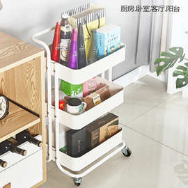 小推车置物架落地多层婴儿用品收纳架批发家用厨房移动储物架子