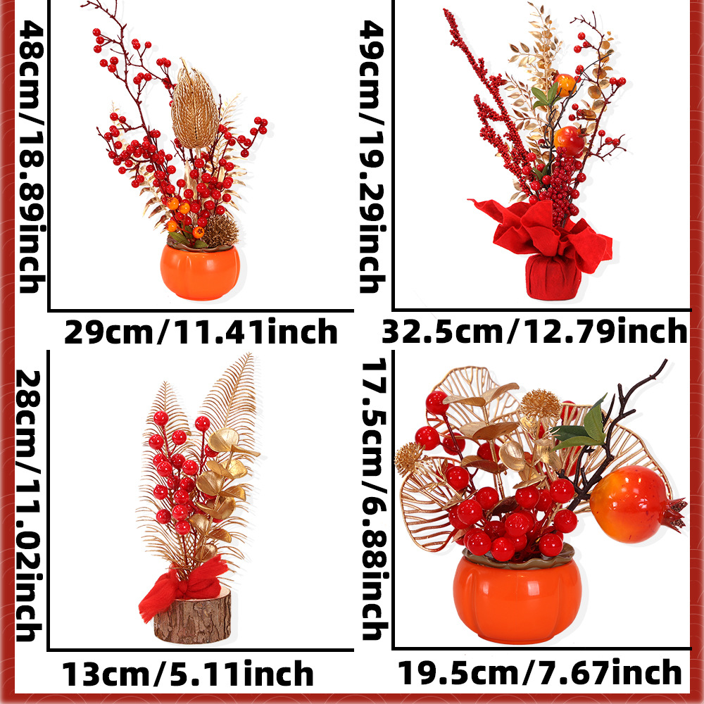 Flores de barril de bendición pequeñas macetas de mudanzas abiertas decoración de recepción de sala de estar, decoración de frutas ricas, maceta festiva
