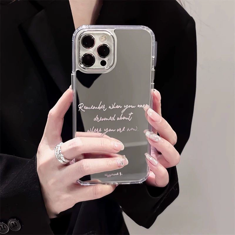 Яблоко, iPhone 16, чехол для телефона, английский, 16прям, iPhone, зеркальный эффект, интернет-знаменитость, 78
