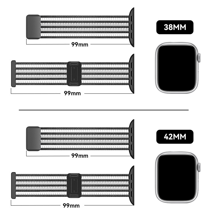 A nylon universal sliding buckle magnetic watch strap suitable for Huawei, Apple and Samsung iwatch Application Scenario