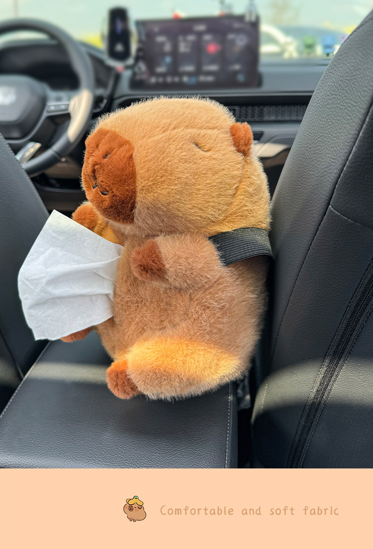 Car-mounted tissue box cartoon creative car use hanging plush car cartoon tissue bag