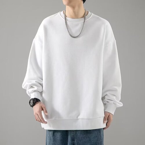 Heavy weight 320g round collar loose pullover sweater men's autumn casual long-sleeved new trend couples solid color coat
