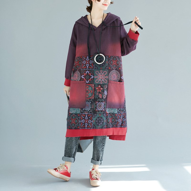 Sudadera con Capucha de Longitud Media Estampada Nueva Colección 2025, Talla Grande, Estilo Casual Lavado y Desgastado, Wanderings