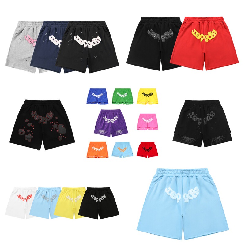 Sp5Der Shorts Spider Letters Loose Outer Sports Shorts Summer Comfortable Cotton Sports Shorts Couple