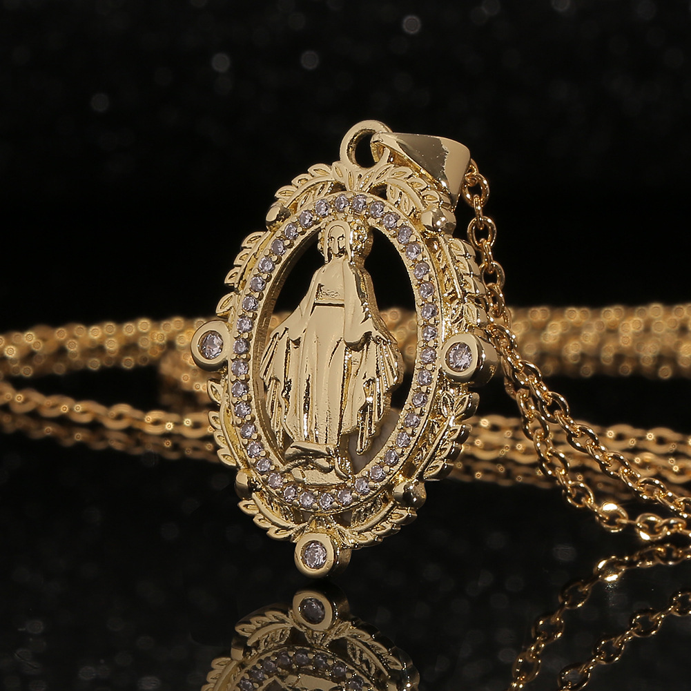 pendentif plaqu cuivre vintage vierge marie totem religieux collier bijouxpicture4
