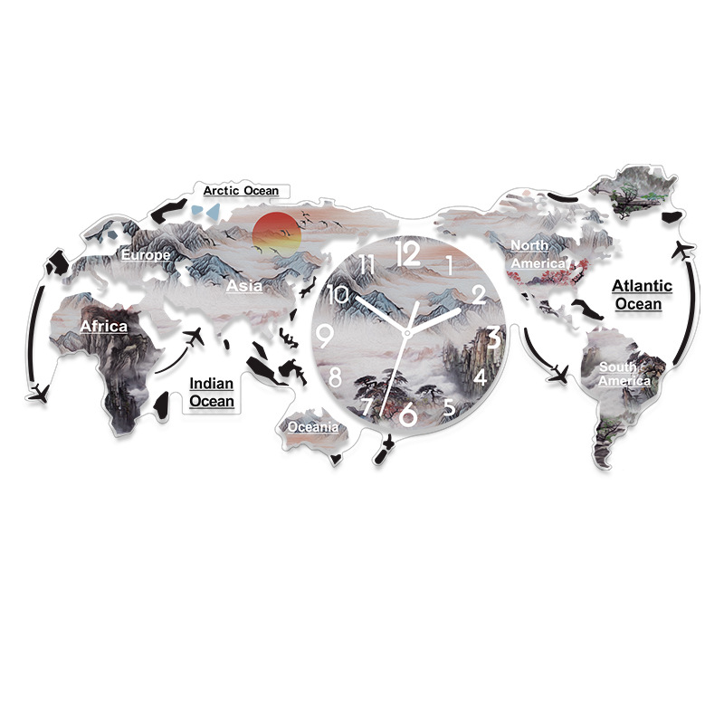 Art Bell Beauty Map Reloj de asiento creativo Adornos Accesorios para el hogar Sala de estar Escritorio Gabinete de TV Decoraciones Mesita de noche Reloj de mesa