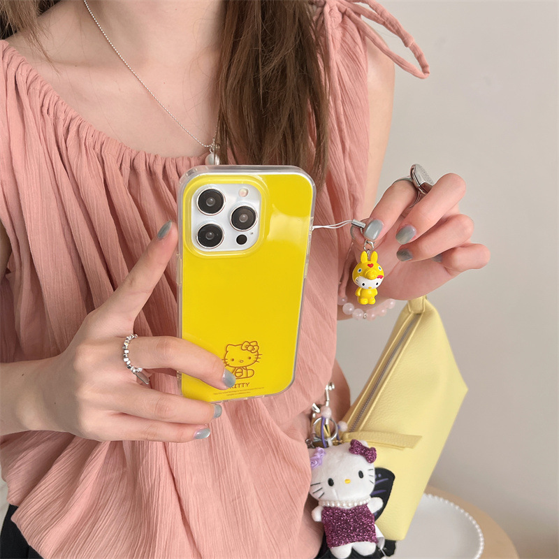 Nicho ins línea de color sólido kt Apple 16ProMax colgante 14 funda para teléfono móvil para Apple 15P pareja 13 nuevo