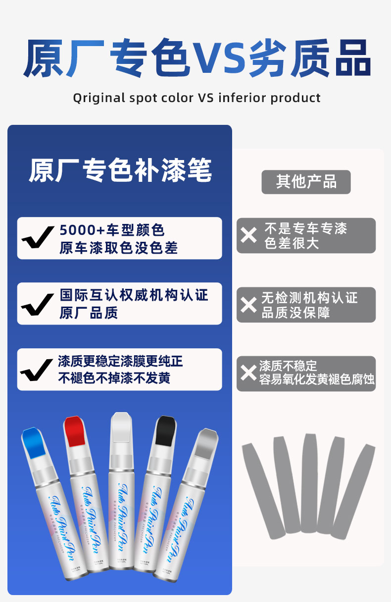 Touch-up paint pen for cars, pearl white self-spraying paint, black dot paint pen for repairing scratches on car paint surface