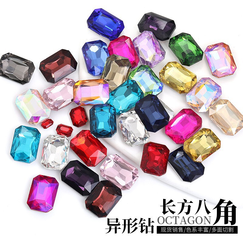 Cross-Border Popular Rectangular Octagonal Pointed Base Special-Shaped Glass Diamond Mobile Phone Case Clothing Diamond Accessories Manufacturer Wholesale Rhinestones Cross-Border Popular Rectangular Octagonal Pointed Base Special-Shaped Glass Diamond Mobile Phone Case Clothing Diamond Accessories Manufacturer Wholesale Rhinestones