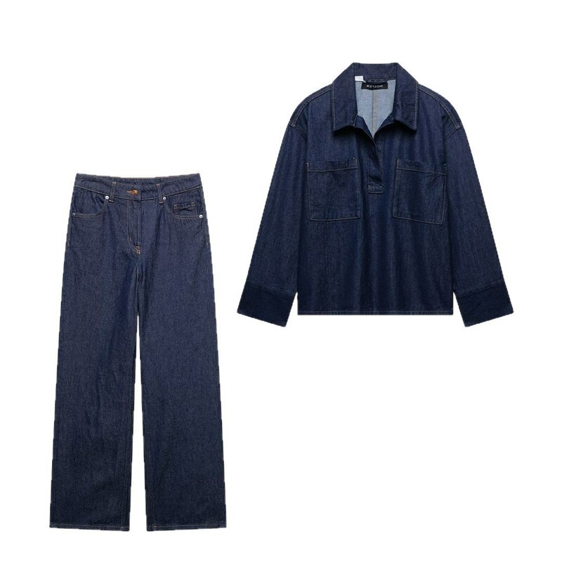 Taop&Za Summer New Women's Commuter Style Retro Denim Shirt Casual Pants 1268625 0871889 Taop&Za Summer New Women's Commuter Style Retro Denim Shirt Casual Pants 1268625 0871889