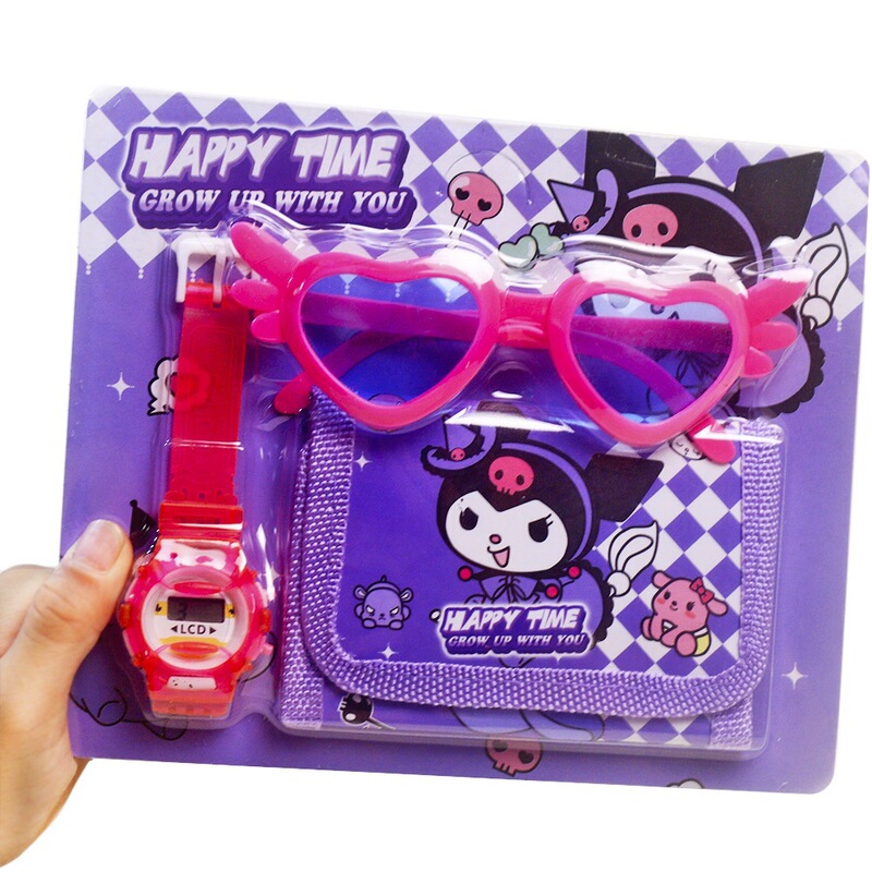 Sanliou Children's Watch, Wallet, Glasses, Kuromi Cartoon Electronic Watch, Coin Purse, Kindergarten Student Gift