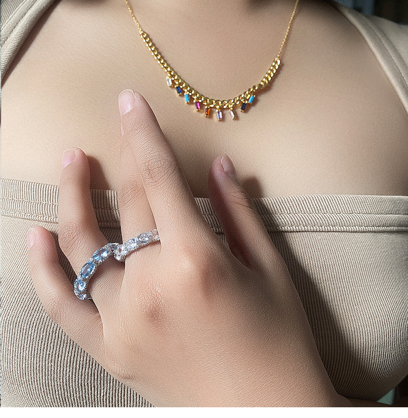 Fashion Round Sterling Silver Plating Artificial Rhinestones Rings