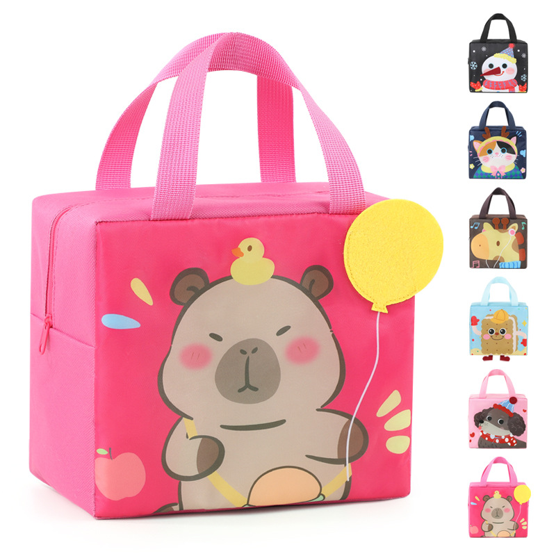 New Student Lunch Box Bag Oxford Cloth Children's Cartoon Lunch Bag Kindergarten Lunch Box Insulation Bag Portable Lunch Box Bag