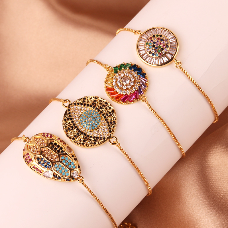 Fashion Color Block Copper Plating Inlay Zircon Bracelets 1 Piece