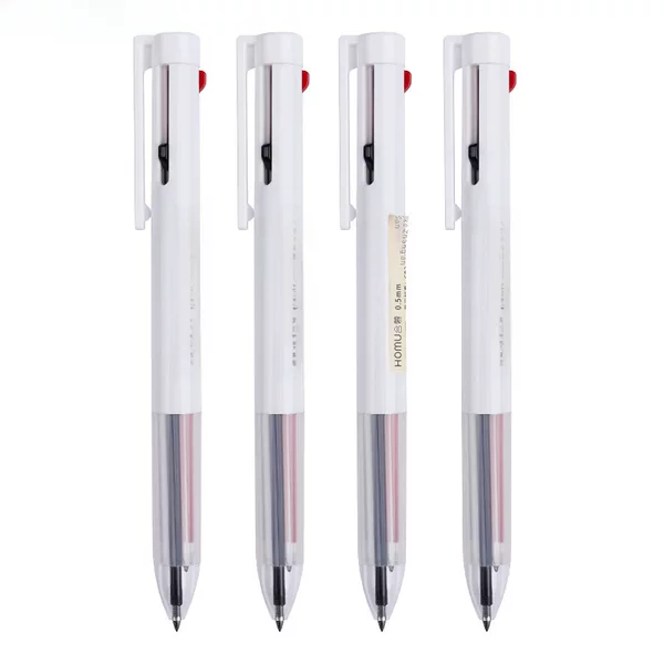 Homu Three-Color Retractable Gel Pen 0.5mm for Students to Take Notes, Multi-Color in One, Multifunctional Gel Pen