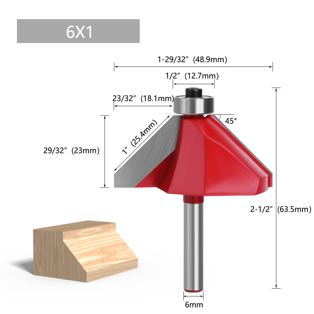 1/4 mango 6-MANGO Bevel cuchillo de encaje cuchillo redondo de carpintería semicírculo alivio cuchillo de carpintería fresadora máquina de corte