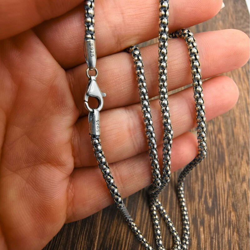Factory wholesale S925 sterling silver jewelry tide Thai silver style pendant Joker long 3m mechanism corn necklace with chain