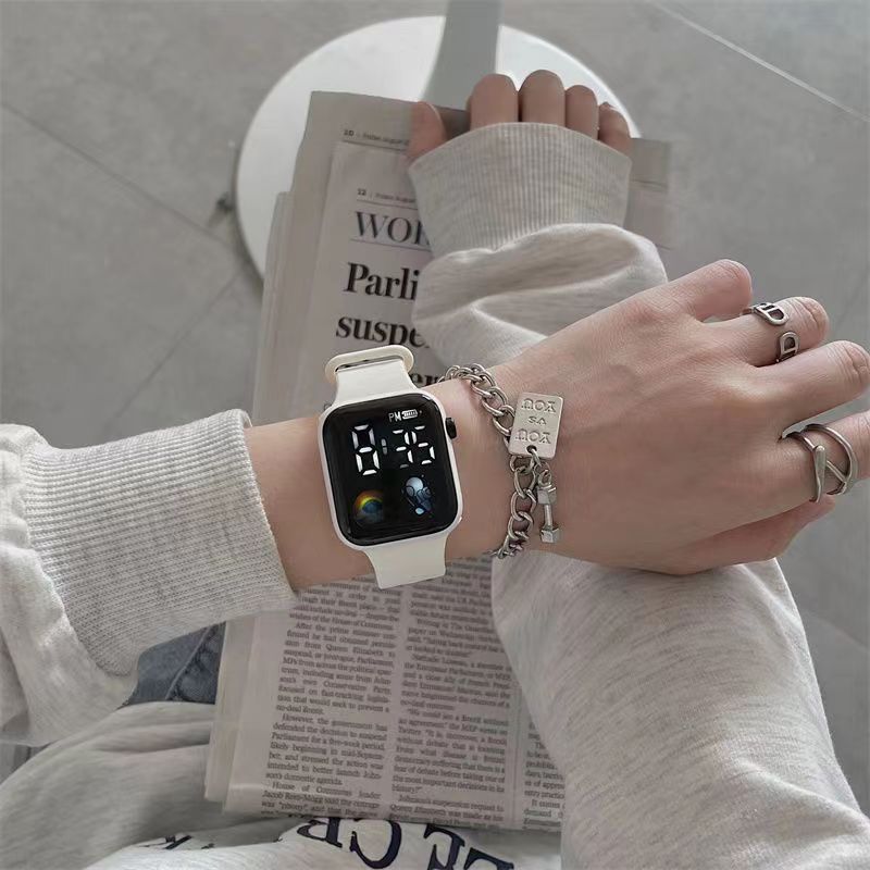 New LED electronic watch C1-7 rainbow spaceman Square  Sport Student children LED electronic watch_voghion.com