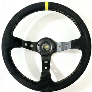 14inch Omp Matte Leather Suede 350mm Car Racing Competition Modification Universal Deep Concave Steering Wheel