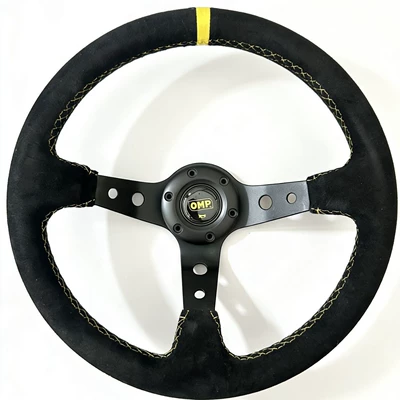 14inch Omp Matte Leather Suede 350mm Car Racing Competition Modification Universal Deep Concave Steering Wheel