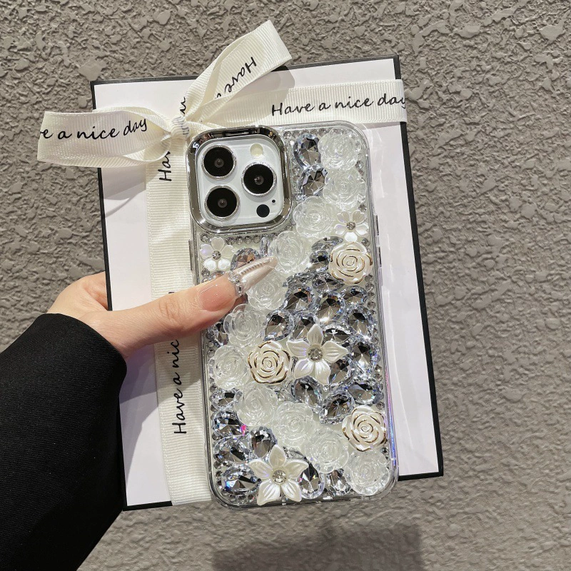 Совместимый чехол для телефона Samsung S26 с кристаллами, украшенный цветами, стиль высокого качества, совместимый с S25