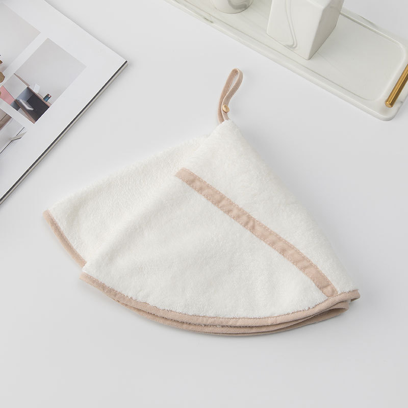Colgando toalla de mano de lana de coral trapo toalla de cocina paño redondo swing toalla de mano limpieza fuerte absorbente