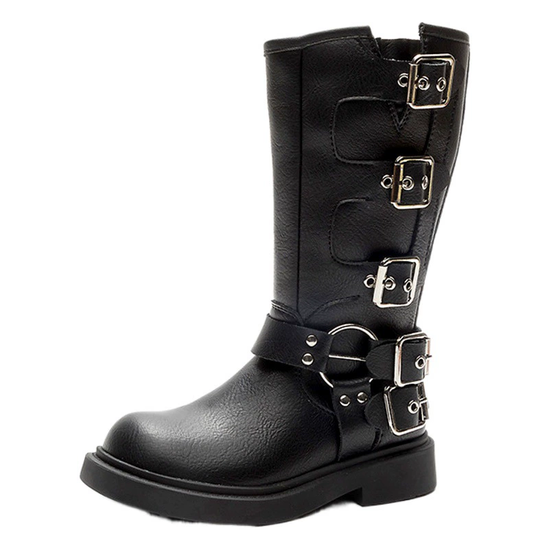 Детские сапоги Martin корейские сапоги Коричневые сапоги рыцаря сапоги ковбойские сапоги для девочек толстая подошва мягкая кожа ретро туфли