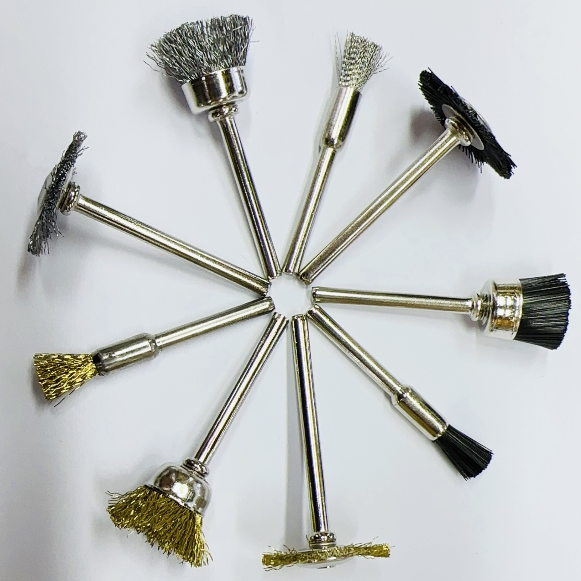 带柄迷你毛刷钢丝铜丝尼龙碗刷平刷笔刷电磨吊磨抛光打磨除锈文玩