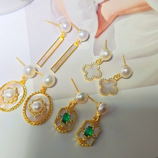 S925 Silver Needle Pearl Earrings Niche Design Natural White Butterfly Shell Pearl Earrings Zhuji Pearl Earrings Wholesale