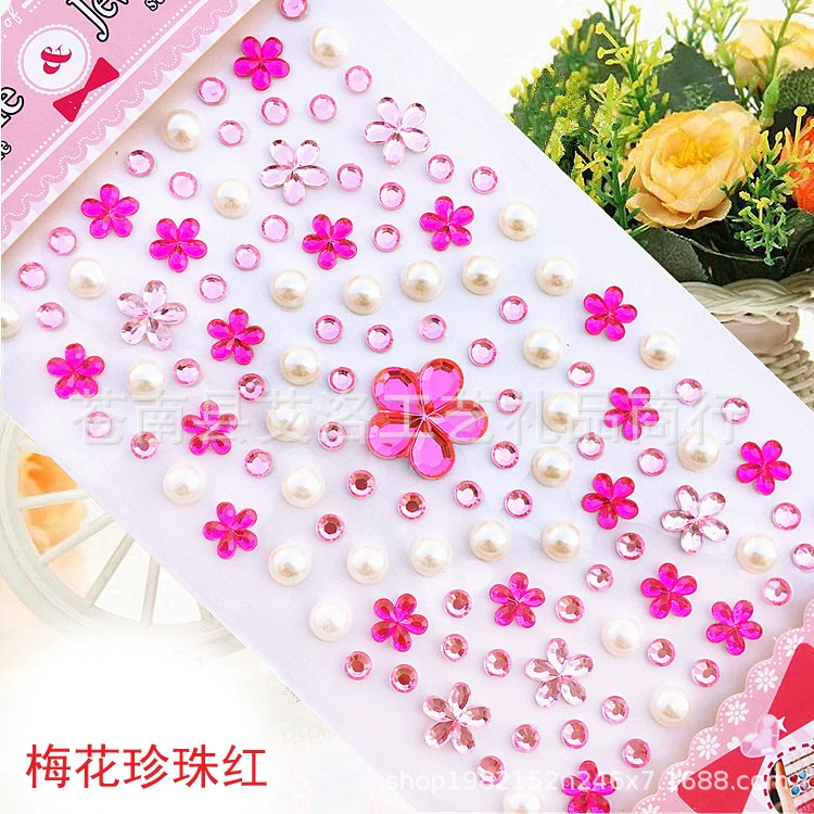 Crystal Patch Acrylic Gem Stickers, Plum Blossom & Heart Designs, 18 × 8.5 cm