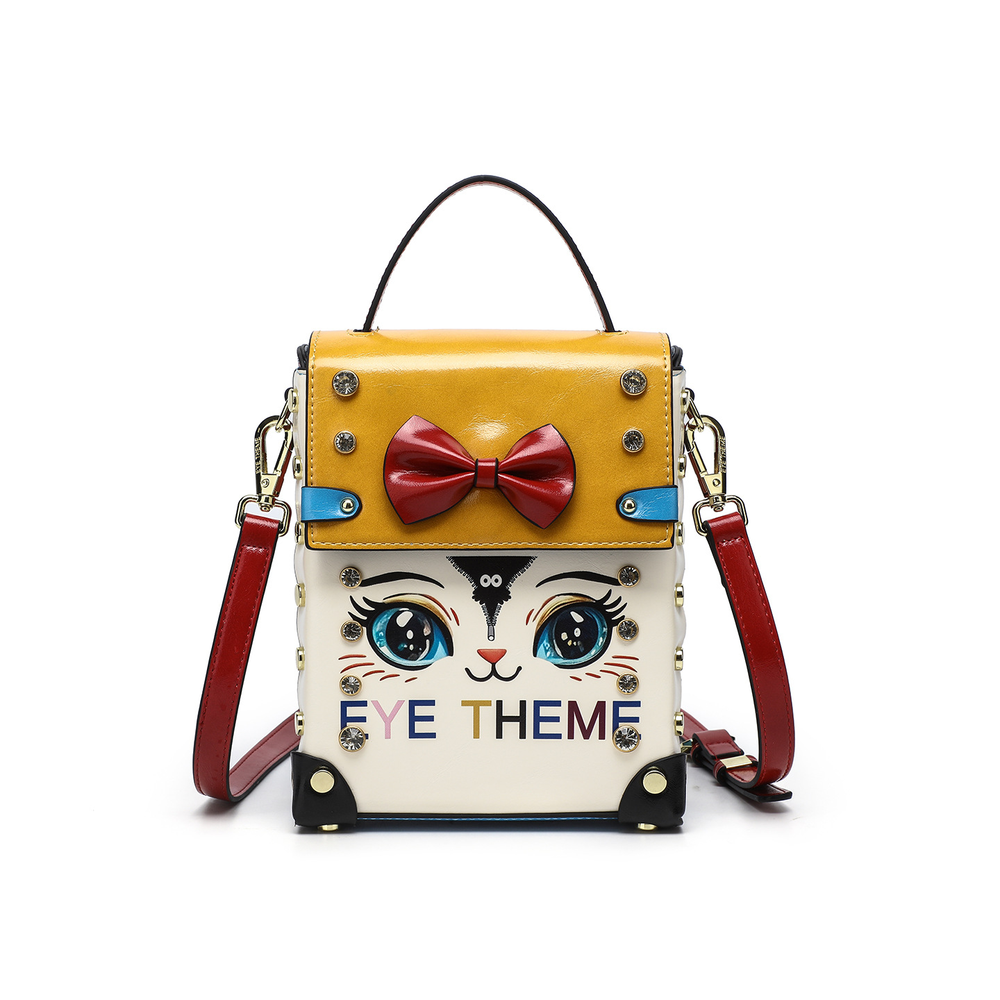 Damas lindas bolsas de estilo de banco de animales con diamantes de alto nivel con tapa de flippable bolsas de mochila con color 2863 #