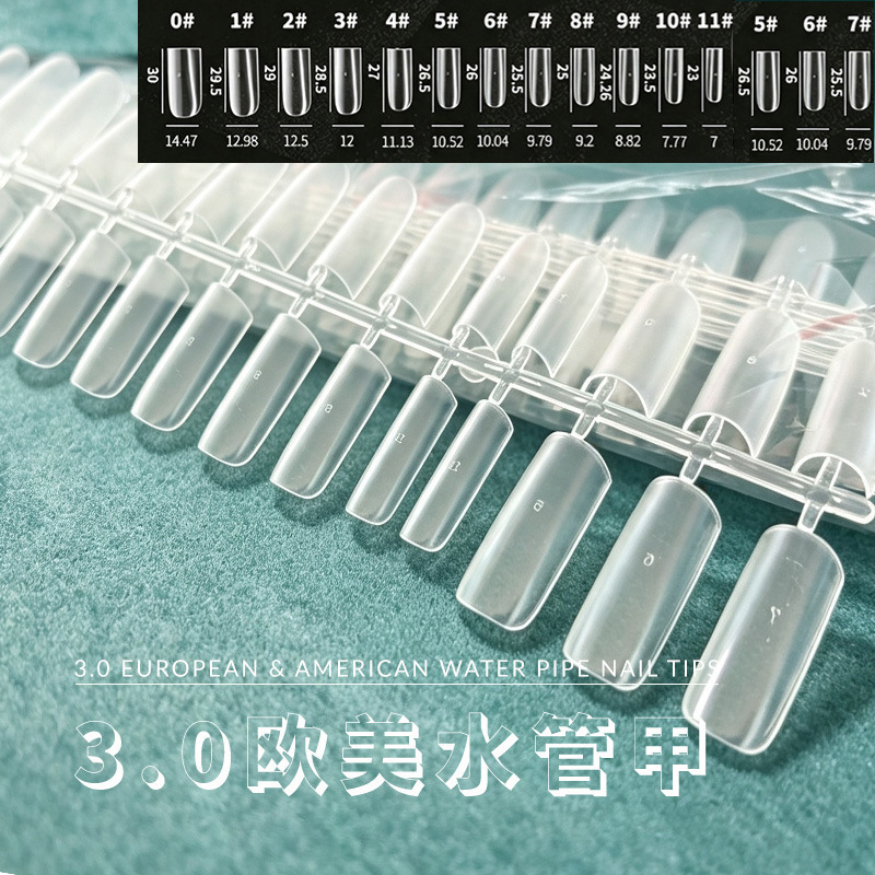 Cross-Border 3.0C Arc 5.0C Arc Rectangular Water Pipe Foreign Trade European and American Nail Art Extra Long Nail Tips Fake Nail Stickers Wholesale