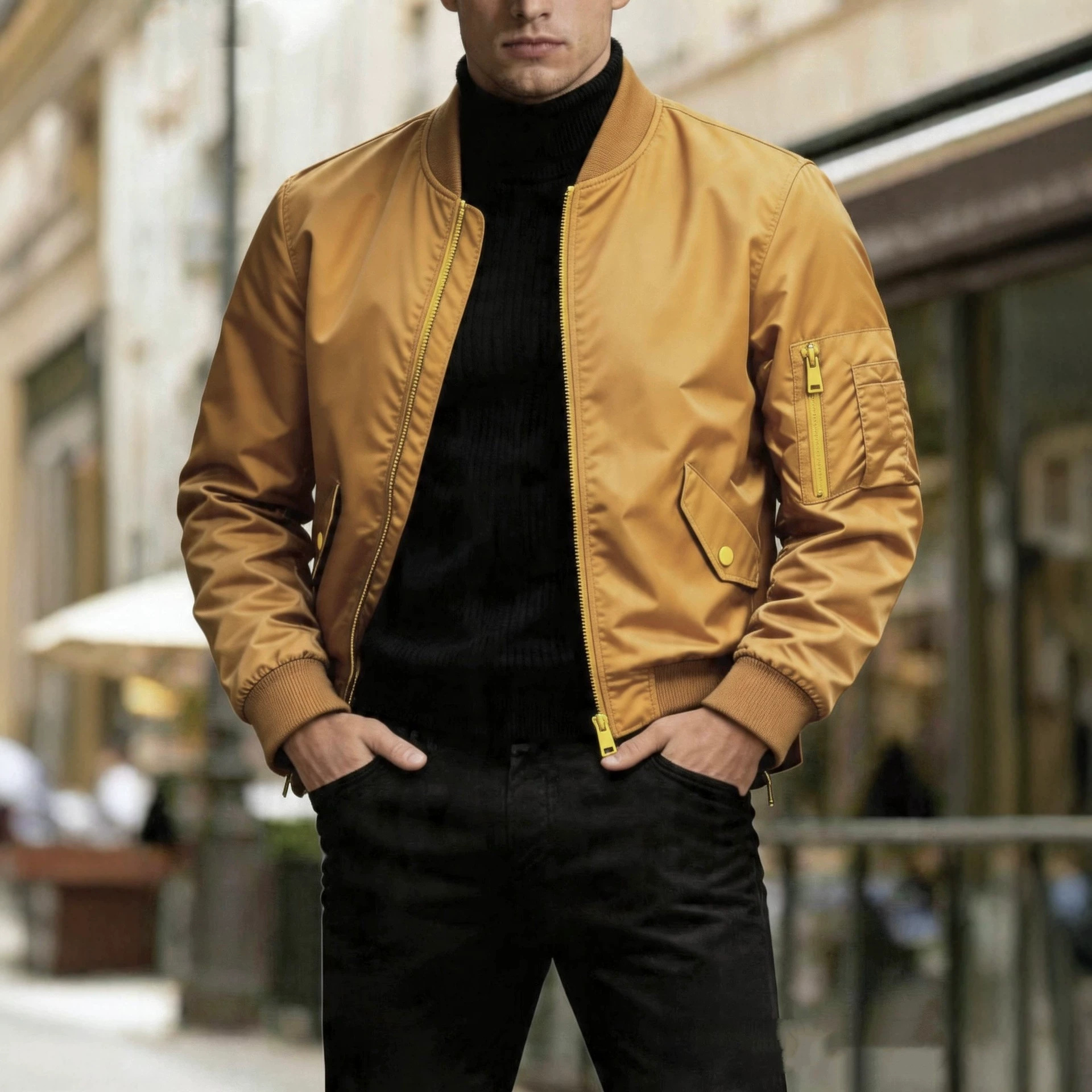 2026 In-Stock Men's Spring and Autumn Workwear Style High-Quality Textured Flight Casual Outdoor Zipper Jacket Coat