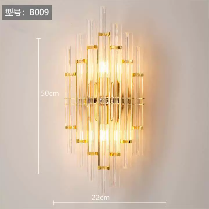 Wall Sconce stainless steel — Modern minimalist crystal wall lamp, 29×9×29 cm, light-luxury style