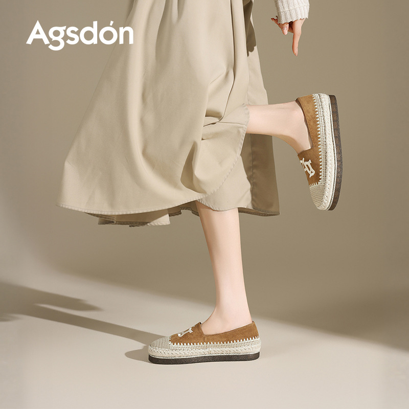 Zapatos de pescador de la mujer 2025 nuevo otoño con suela gruesa perezosa con un pie de zapato superficial zapatos casuales retro