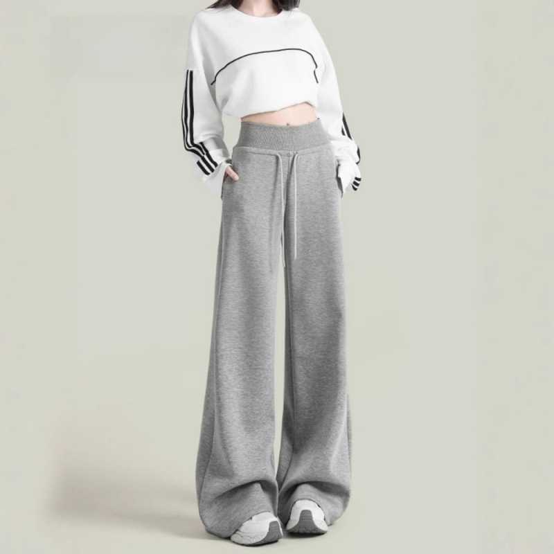 Trendy Quality Waist-Cinching Women's Sweatpants 2025 Spring and Autumn New Loose Casual Slimming Sweatpants with Drapey Wide-Leg Pants