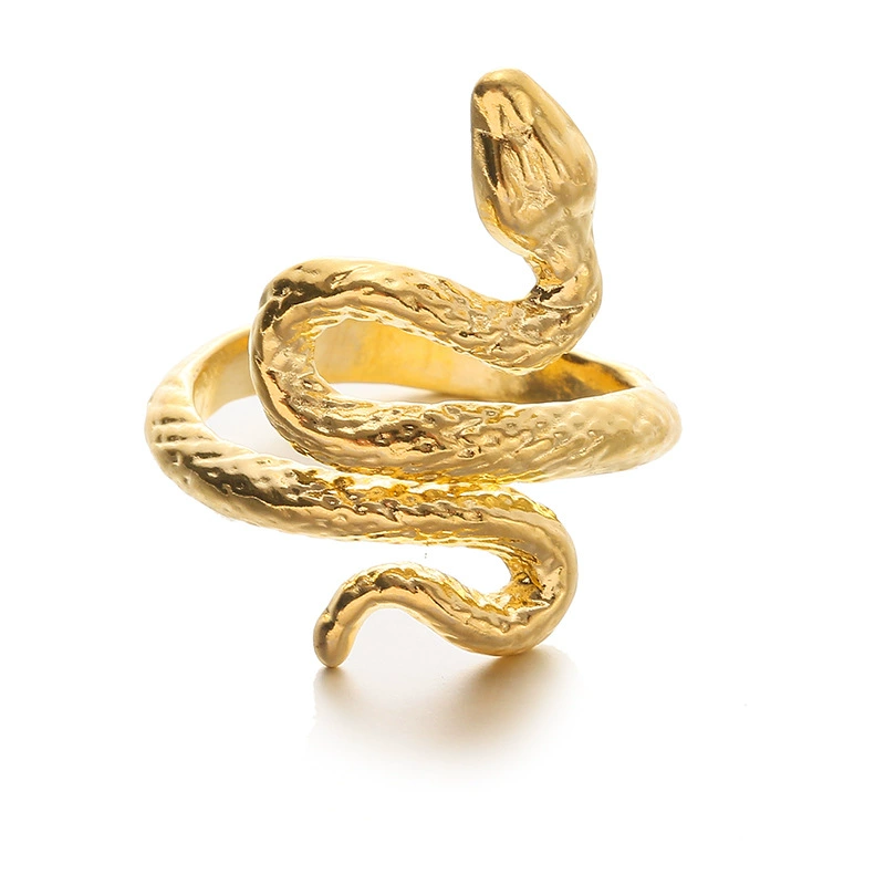 Adjustable Retro Snake Ring, Alloy with Gold Plating, Punk Style, One Size