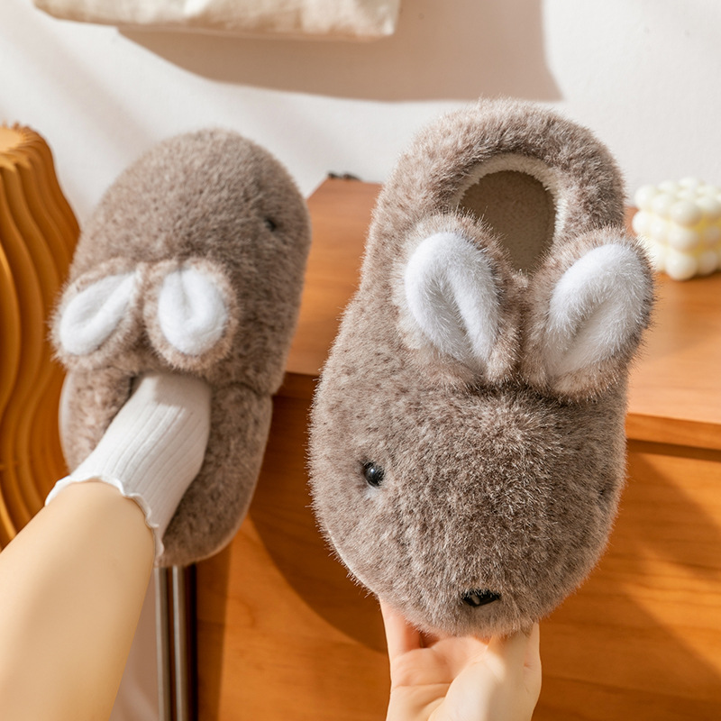 Zapatillas de algodón para mujer Otoño e Invierno 2023 Nuevo Hogar interior lindo antideslizante cálido fondo grueso felpa Zapatillas de algodón para hombres